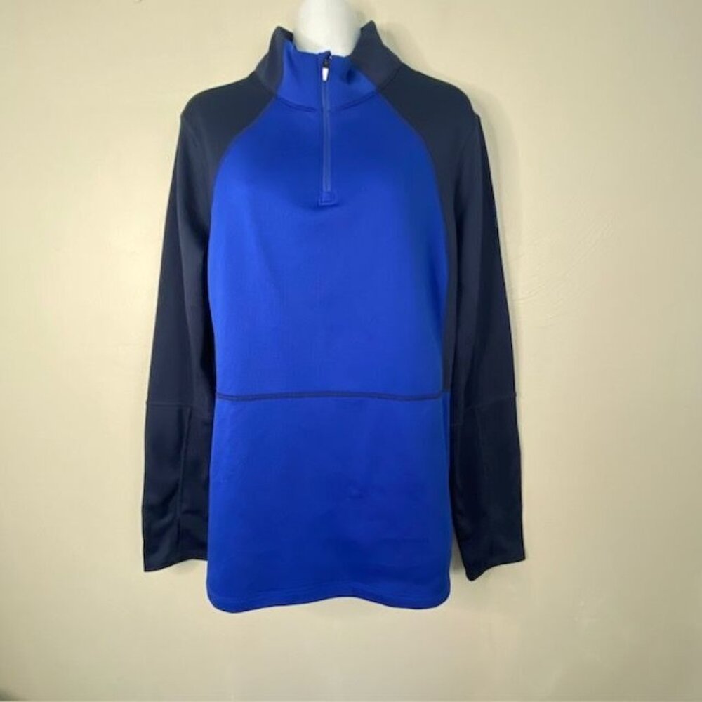 Spyder Women's XL 1/4 zip Pullover Blue Black Logo Fleece Lined